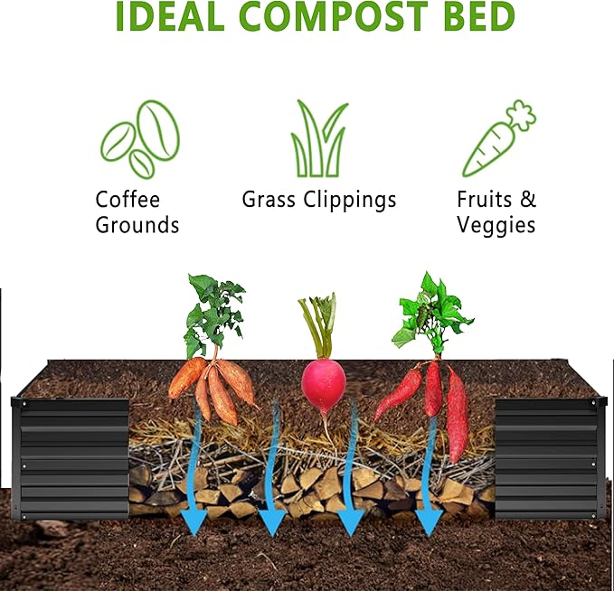 2PCS 8x4x1FT Galvanized Raised Garden Bed Kit,Vegetable Boxes-Rectangle Metal Flower Box,Large Planter Raised Beds Outdoor Garden for Planting,Fruit,Herb-Black