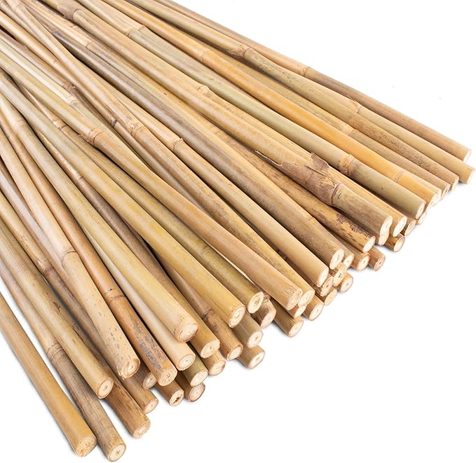 0.32”-0.4"/ 4 Feet Garden Stakes, Natural Bamboo Sticks Plant Stakes for Indoor and Outdoor Plants，Poles for Tomatoes, Beans, Potted Plants(50Pcs)