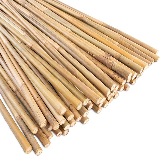 0.32”-0.4"/ 4 Feet Garden Stakes, Natural Bamboo Sticks Plant Stakes for Indoor and Outdoor Plants，Poles for Tomatoes, Beans, Potted Plants(50Pcs)