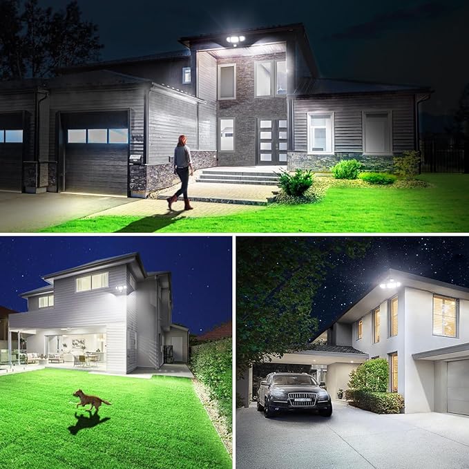 Olafus 100W LED Security Light Motion Sensor Outdoor Light, 2 Pack Motion Flood Light Dusk to Dawn, 9000LM Super Bright 6500K Exterior Motion Detector Floodlight for Garage Yard Porch Eave IP65, White