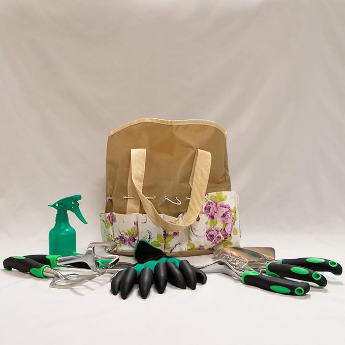 Garden Tool Set, Heavy Duty Aluminum Gardening Tools, Ergonomic Non-Slip Hand Tools for Women Men, Included Succulent Tools Set, Storage Tote Bag, Gifts for Garden Lovers