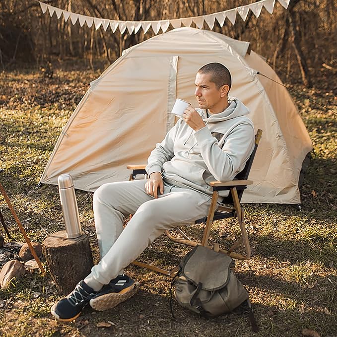 Outvita Portable Folding Camping Chair, Ultralight Low Beach Chair, Durable Aluminum Frame Armchairs for Hiking Concert Fishing Picnic, Supports 221Lbs