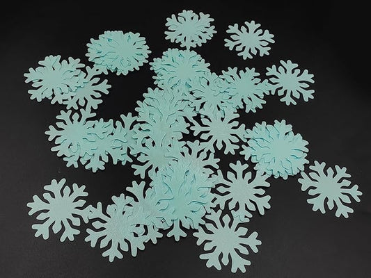 50pcs Edible Blue Snowflakes for Cake Decorating Cupcake Toppers for Christmas Winter frozen Theme Birthday Party Decorations
