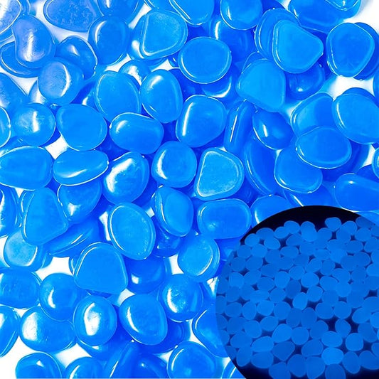 Glow in The Dark Fish Tank Rocks,Blue Glowing Rocks Stones Resin Glow in Dark Pebbles for Outdoor Garden, Fish Tank, Aquarium, Landscaping,Driveway Decoration,1.4 Lb