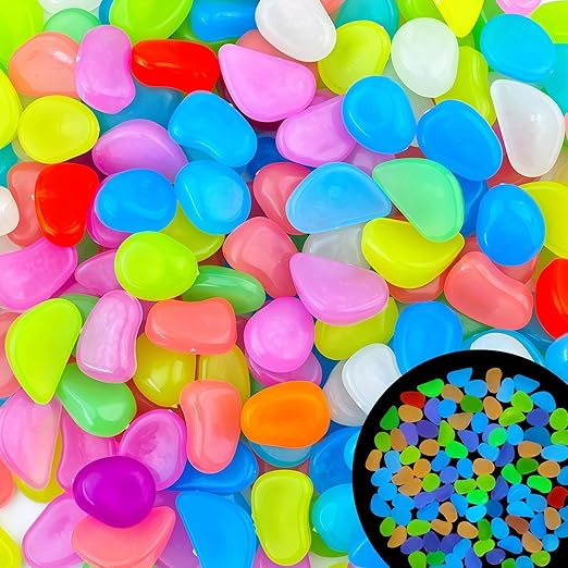 1.4LB 25-27mm Colorful Luminous Stones Fish Tank Glow Rocks Glow in The Dark Rocks Outdoor for Garden Path Walkway Yard Fish Tank Plant Pots