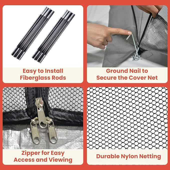 Pond Cover Dome: Protective Netting Tent for Outdoor Fish Koi Ponds Garden Leaves Vegetable Plant Care Use 8X10FT