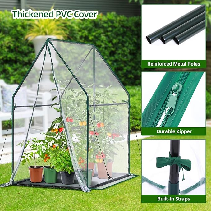 Mini Greenhouse for Indoor Outdoor: Ohuhu Portable Green House with Waterproof Pad for Small Plants Nursery Germination, 36"x36"x58.5" Heavy-Duty PVC Cover Tent Humidity Dome Seedling Accessory