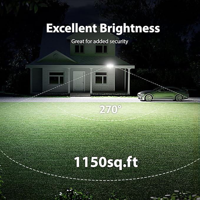 Onforu 65W LED Security Lights Motion Sensor Light Outdoor, 6500LM, 6500K, IP65 Waterproof, Flood Light Outdoor Motion Detector with Adjustable 3 Head, Hardwired Wall Light for Entryway, Yard (Gray)