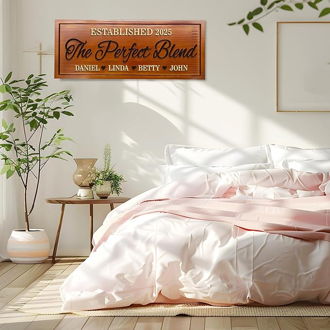 The Perfect Blend Sign Personalized Blended Family Name 3D Wood Sign Custom Names Wooden Sign