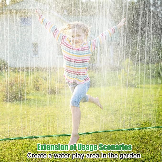 2 Pack 50ft Sprinkler Soaker Hose - Kink-free, Save Water, Flexible, Heavy Duty Three Tube Flat Watering Hose for Garden Yard Lawn Irrigation, With 30 Stakes