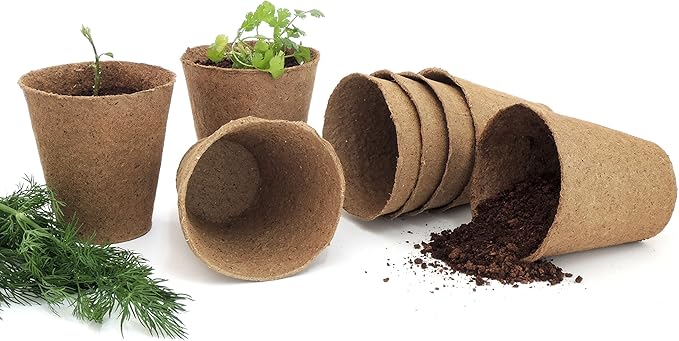 Daniel's Plants 4" Naked Pots | Large Natural Plantable Seed Starter Pots | OMRI-Listed Biodegradable Pots for Seedlings | Enhanced Aeration | Earth Friendly - Peat Free | 30 Pack 4 Inch Round