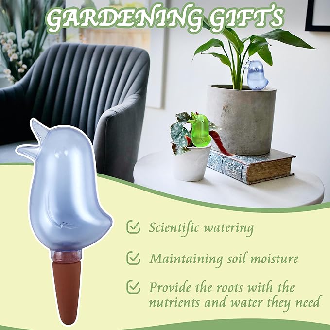 4 Pack Self Watering Spikes, Indoor Plant Watering Globes, Bird Shape Automatic Irrigation Spikes,Plant Watering Devices (Green&Blue)