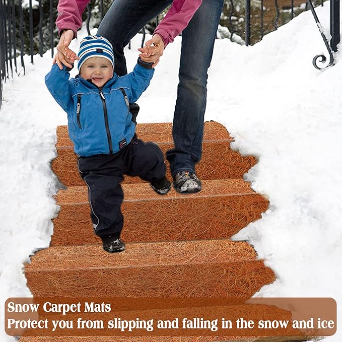 ZeeDix 1 Pack 16 x 80 x 0.28inches Thickened No-Slip Ice and Snow Carpet Mats- Natural Coconut Fiber Carpet for Garden, Front Door, Stairs, Porch Outdoor Safer Walking