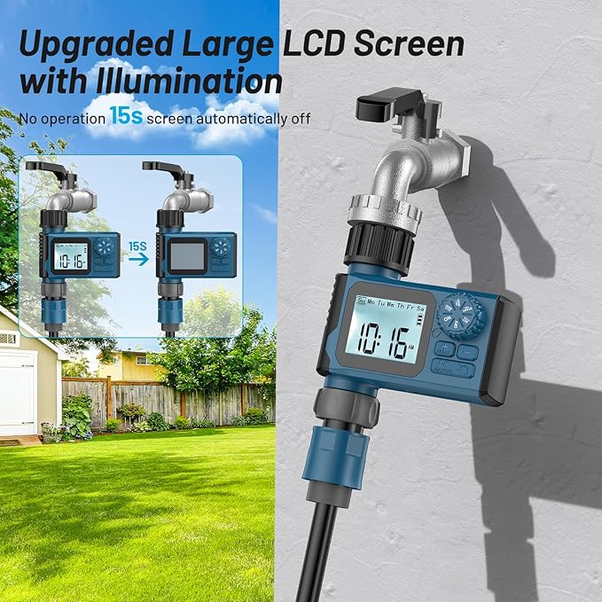 Sprinkler Timer, Hoses Timer for Watering, Outdoor Irrigation Timers, Water Scheduling Device for Tube Programmable with Auto/Manual/Rain-Delay System, Water Hoses Timers for Yard, Lawn, Pool(Blue)