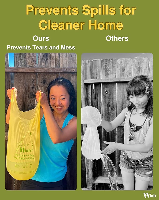 Small Compost Bags for Countertop Bin - Extra Strong 50-Count Compostable Trash Bags 3 Gallon - BPI Certified - Supports Wildlife - Premium 3 Gallon Compostable Bags for Kitchen Compost Bin