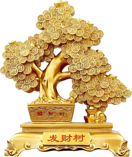 Top Resin Money Tree, Artificial Bonsai Tree - Feng Shui Decor & Gifts for Home, Feng Shui Statue, Chinese New Year Decoration, Chinese Decor & Gifts