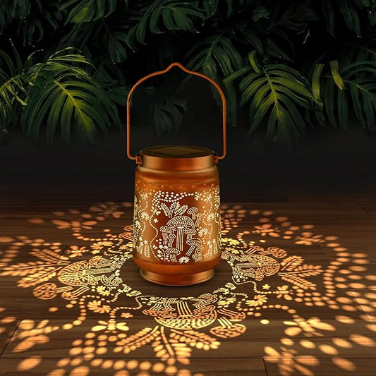 Solar Lanterns Outdoor Waterproof - Metal Hanging Solar Lights for Patio Yard Garden Decor, Christmas Birthday Gifts for Women Mom Men (1 Pack, Mushroom Shape)