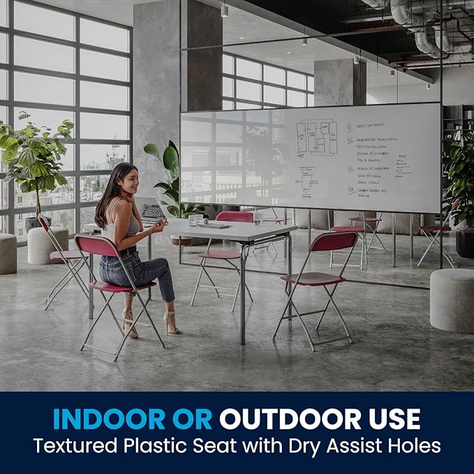 Flash Furniture Hercules Series Plastic Folding Chair - Red - 650LB Weight Capacity Comfortable Event Chair - Lightweight Folding Chair