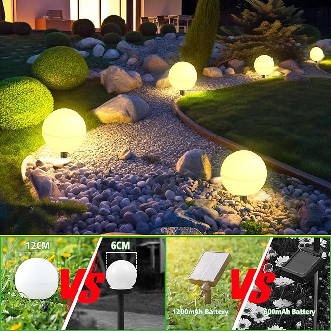 Solar Lights Outdoor Waterproof Decorations, 5 Pack Solar Globe Lights for Outside Color Changing Solar Garden Lights for Christmas Tree Yard Patio Pathway Party Decor