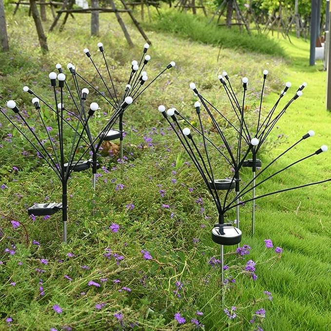 COVS Solar Garden Lights 8 LED Vibrant Firefly Starburst Swaying Lights by Wind Solar Lights for Outside Garden Decoration Firefly Lamp Outdoor Waterproof Multi Color (4 Pack, Multi-Colored)