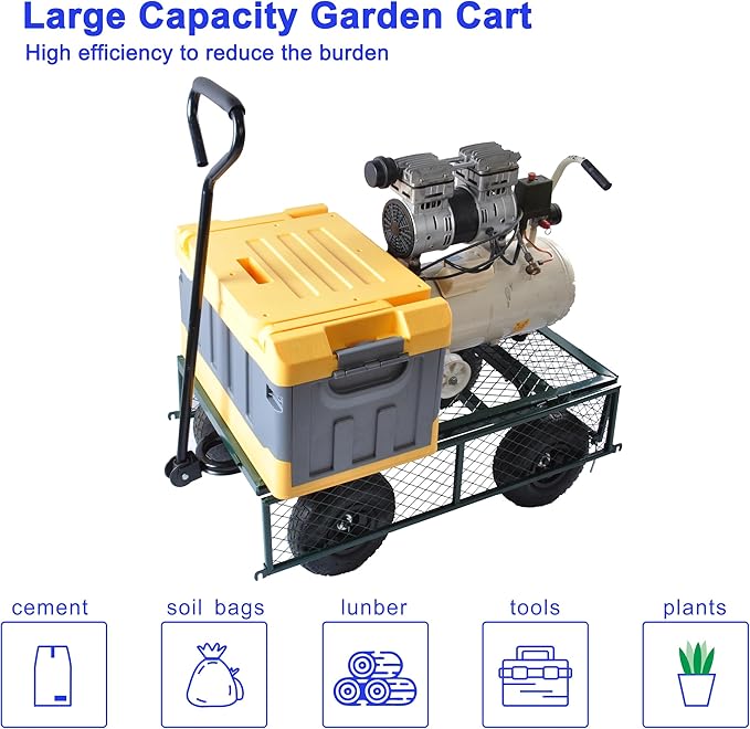 Heavy Duty 400 Lbs Capacity Mesh Steel Garden Cart Folding Utility Wagon with Removable Sides Multi-Purpose