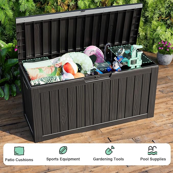 80 Gallon Outdoor Storage Box – Waterproof Deck Box for Garden & Patio,Black