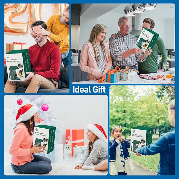 Bird Feeder with Camera with AI Identify Species, Wild Bird Watching, 2K Live View, Instant Arrival Alerts with 5W Solar Powered-Soliom BF08 Metal Blue