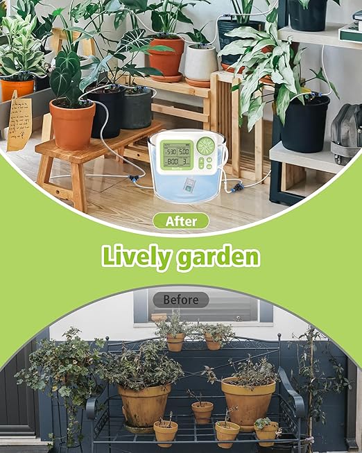 Greennote Automatic Watering System for Indoor Plants - DIY Quick-Connect Kit with Stabilized Flow Emitters, 15 Potted Houseplants Support, Effortless Setup