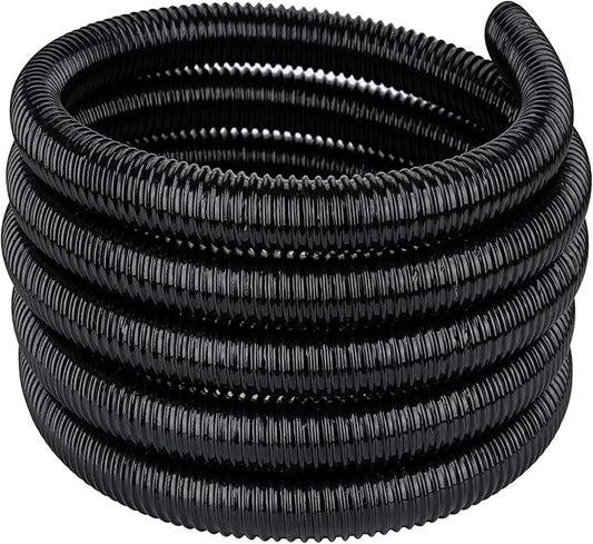 Pond Tubing 1” × 10ft- Black Corrugated Flexible PVC Hose, Kinkproof & Strong for Garden Ponds, Waterfall Sump Pump Pond Hose