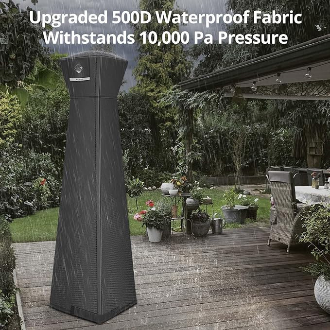 QH.HOME Winter Pyramid Heater Covers, [2025 Upgraded Tear-Resistant Fabric] Waterproof with Robust Zipper ,Dustproof/Wind/Sunlight/Snow-Resistant, 90"H x 23"D x 23"B, Black