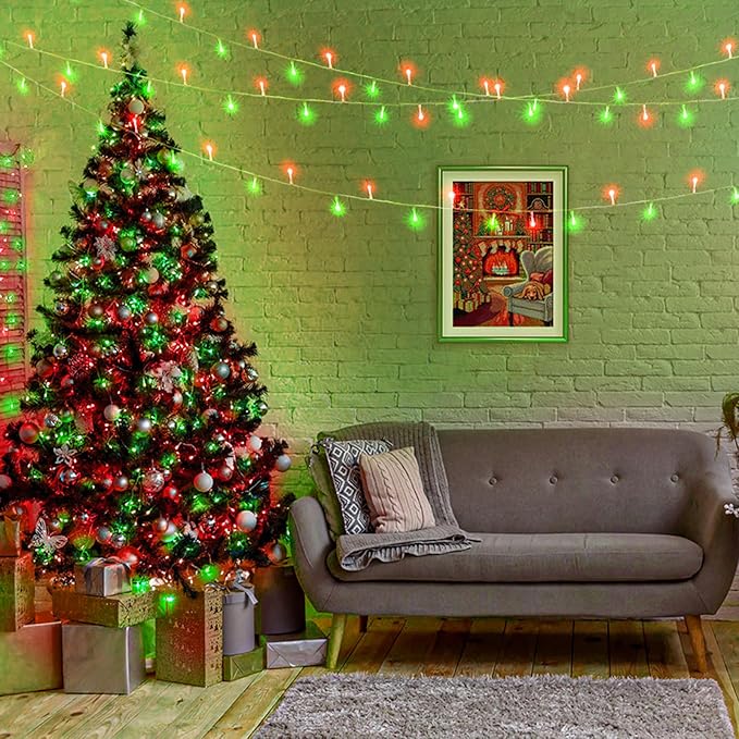 300 LED Christmas Lights Outdoor - 99ft Extra Long Christmas String Lights 8 Modes Plug in Waterproof Fairy Lights with Timer Memory for Indoor Outside Bedroom Home Party Decoration, Red&Green