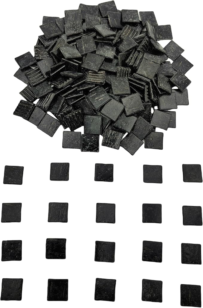 3/4 inch Quartz Glass Mosaic Tiles for Crafts, 1.1 LB, Square Mosaic Pieces for DIY Picture, Home Mosaic Decoration (Black)
