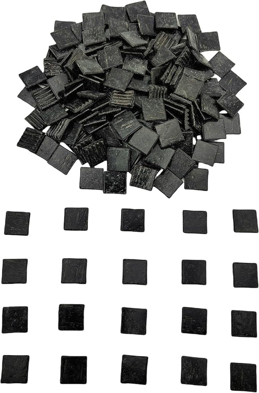 3/4 inch Quartz Glass Mosaic Tiles for Crafts, 1.1 LB, Square Mosaic Pieces for DIY Picture, Home Mosaic Decoration (Black)