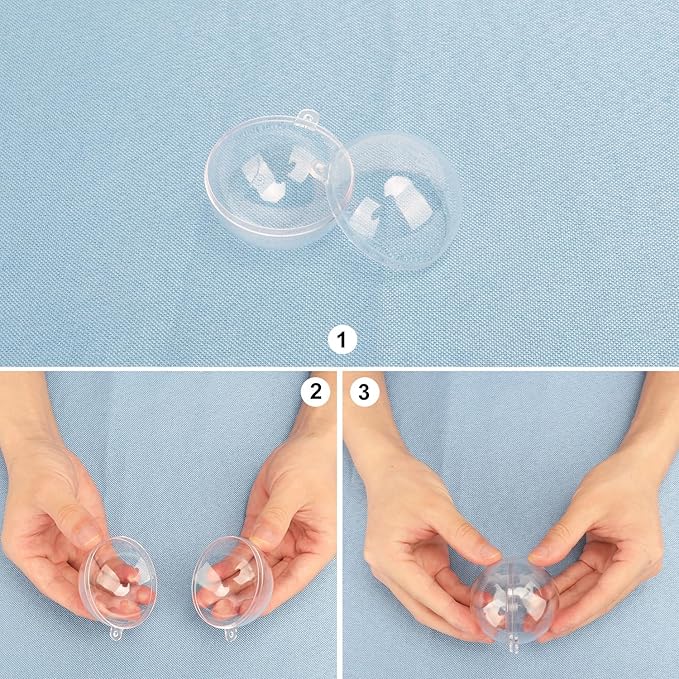 180 Pcs 2.36 Inch Clear Plastic Fillable Balls, Christmas DIY Fillable Ornaments Balls, Plastic Ornaments Ball for Christmas, Holidays, Weddings, Parties, and Home Decor