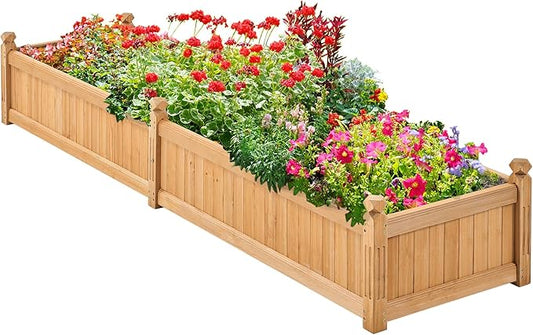 Yaheetech 90.5″ L×23.5″ W×16″ H Wooden Raised Garden Bed, Horticulture Wood Rectangular Garden Planter Outdoor, Raised Planter Box for Yard/Greenhouse/Vegetable/Flower/Herbs, Light Brown