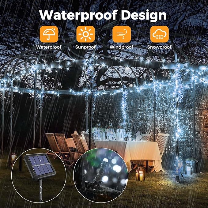 btfarm Solar String Lights Outdoor, 120LED 39Ft Solar Christmas Lights Outside Waterproof, 8 Modes Green Wire Solar Powered Tree Twinkle Light for Garden Yard Patio Party Decoration,Cool White