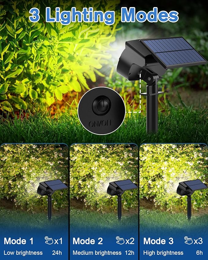 Fabrito Solar Spot Lights Outdoor 136 LEDs, Large Area Lighting Solar Lights Outdoor, 2 Pack IP65 Waterproof Landscape Spotlights Auto On/Off for Yard, Garden, Pathway, Plants,Tree (Cool White)