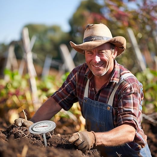 Fishnure - 20” Compost Thermometer, Indoor & Outdoor Thermometer Probe for Composting Bin Heaps, with 1.8” Diameter Celsius Dial & Temperature Gauge, Complements The Compost Starter