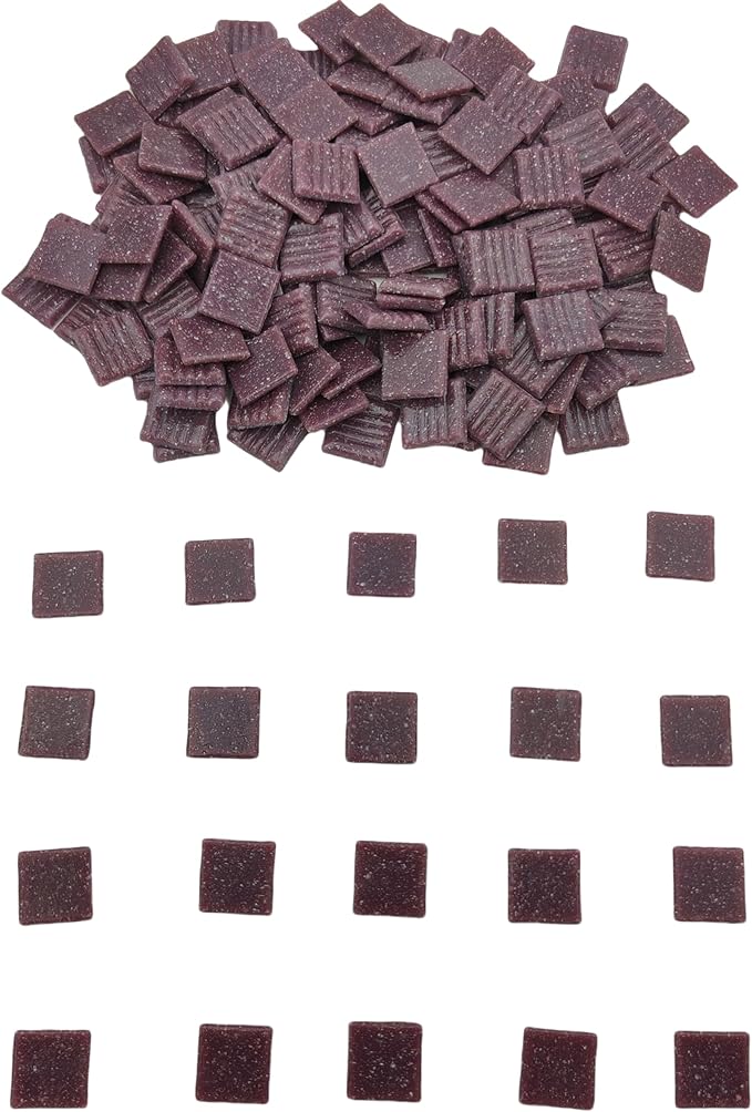 3/4 inch Quartz Glass Mosaic Tiles for Crafts, 1.1 LB, Square Mosaic Pieces for DIY Picture, Home Mosaic Decoration (Purple)