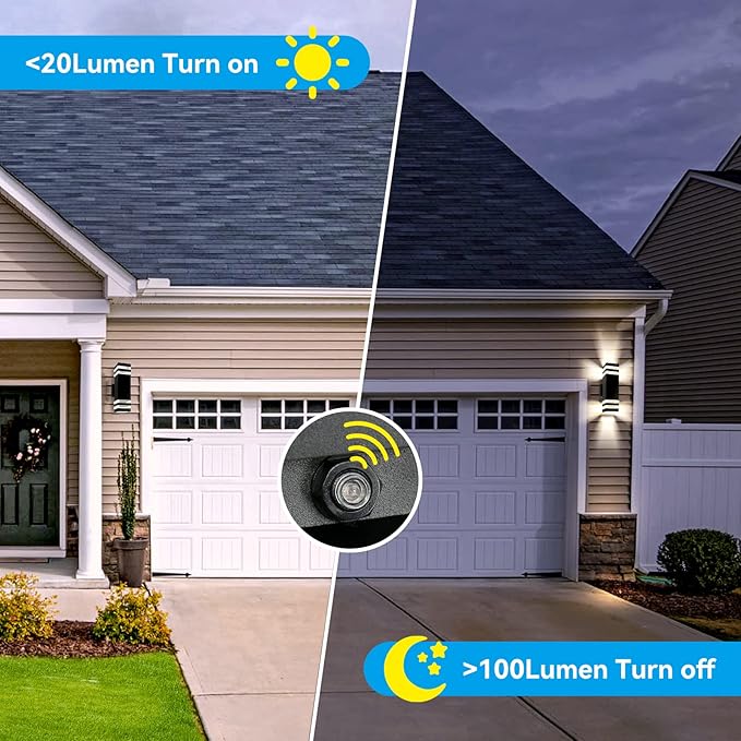 4 Pack LED Up Down Porch Wall Light, Modern Dusk to Dawn Outdoor Lighting, Aluminum IP65 Waterproof Exterior Light Fixture, Square Wall Light Sconce for Patio House