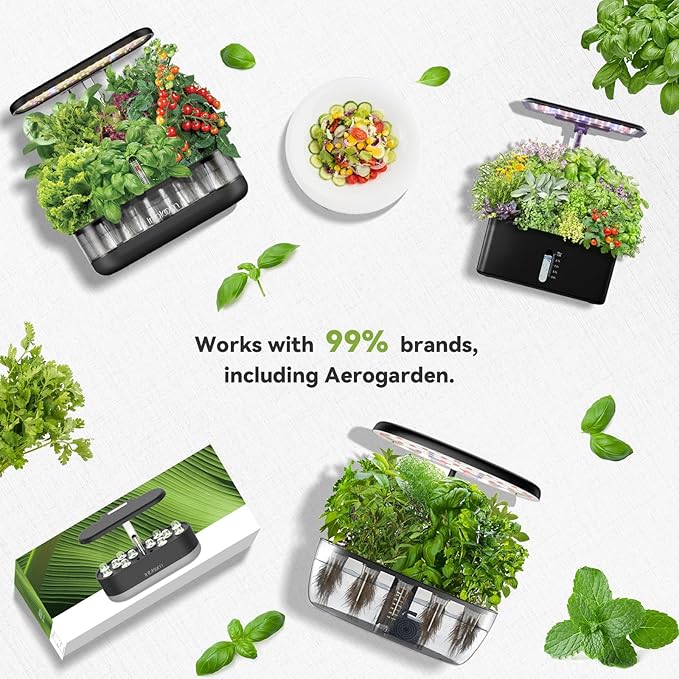 inbloom Herb Seed Pod Kit for AeroGarden, MUFGA, Ahopegarden, iDOO Hydroponic Growing System Indoor Garden, 18-Pod, 350+ Seeds Included Basil, Mint, Cilantro, Parsley, Shiso, Chicory, Liquorice