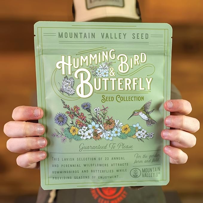 Wildflower Seeds Bulk, 2 Oz. 80,000+ Seeds – Butterfly & Hummingbird Mix with 23 Non-GMO Varieties – Pollinator Flower Seed for Planting