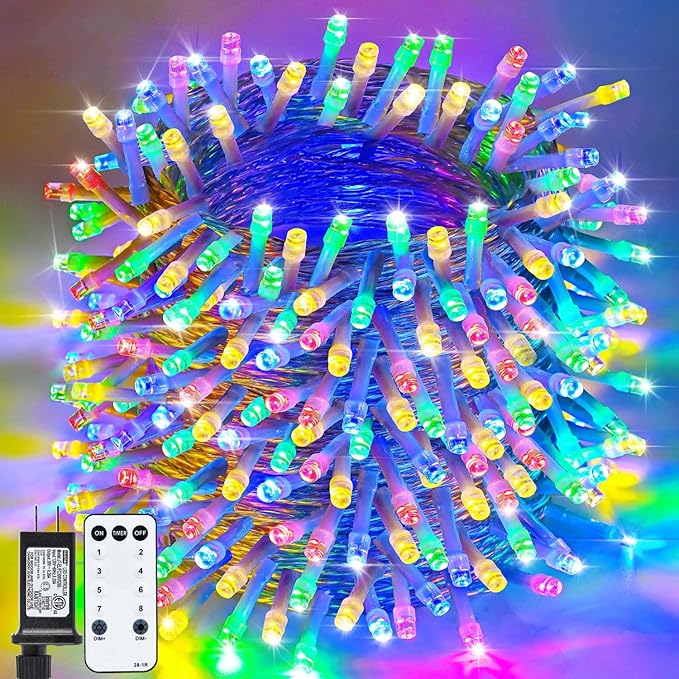Christmas Lights Outdoor, 800LED 330FT Multicolor String Lights 8 Modes Timer Plug in Waterproof Indoor Outdoor Christmas Lights for Christmas Wedding Garden Yard Party Tree Decoration