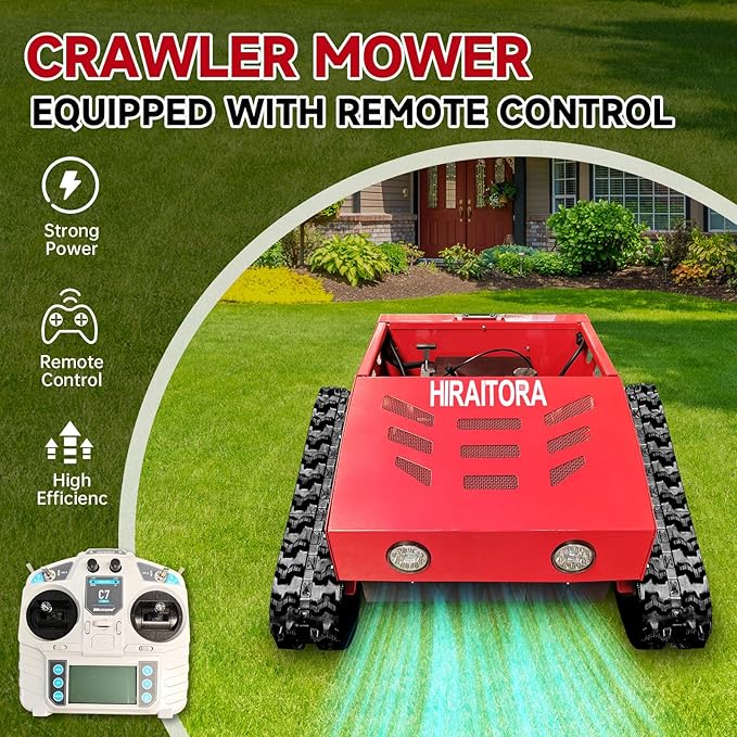 HIRAI TORA Robotic Lawn Mower 45° Slope Climbing, 4WD All-Terrain, Adjustable Cutting Height, Remote Control for Home, Golf & Park Lawn