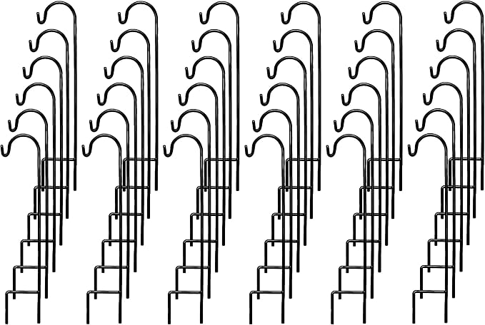 Ashman Shepherd's Hooks 35 Inch (36 Per Pack), Black, Made of Premium Metal for Hanging Solar Lights, Bird Feeders, Mason Jars, Christmas Lights, Lanterns, Garden Stakes and Wedding Décor.