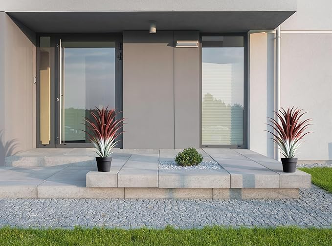 SUNPRAIRIE Hyper Realistic Big Red Artificial Aloe Vera Plant 26 Inches Tall. Large Faux Agave in Matte Black Pot.
