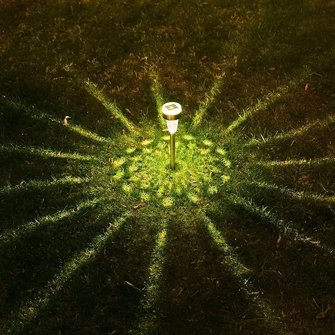 TWINSLUXES 16 Pack Solar Outdoor Lights, Dual Light Source LED Pathway Lights Solar Powered, Stainless Steel Waterproof Solar Garden Lights Decoration for Garden Patio and Walkway, Cool Warm