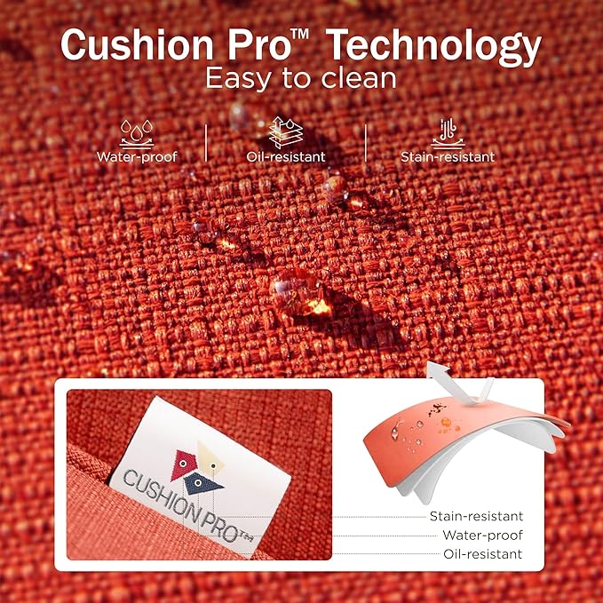 Patio Furniture Set with 56" Fire Pit Table, Premium Outdoor Wicker Metal Frame Furniture with Upgraded Waterproof Thick Cushions for Porch, Poolside, Deck, and Yard （4 Pieces,Red