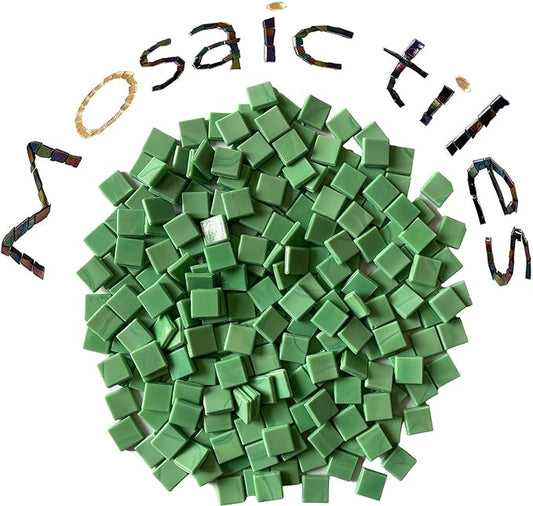 SMEIINIK 1.1lb/500g Square Mosaic Tiles for Crafts Bulk,Glass Tiles for Art Mosaic Projects, Iridescent Stained Glass Pieces for Mosaic Works (AJ23-34)