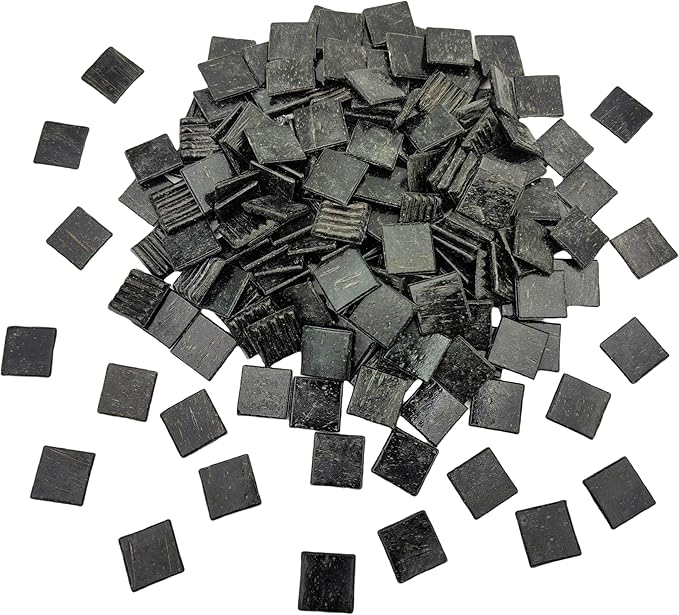 3/4 inch Quartz Glass Mosaic Tiles for Crafts, 1.1 LB, Square Mosaic Pieces for DIY Picture, Home Mosaic Decoration (Black)